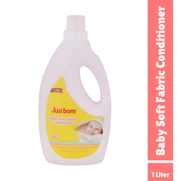 Just Born Baby Soft Fabric Conditioner, 1 L | Gentle Laundry Wash for Newborn Clothes, Towels, Blankets, Bedding & Mats | Long-Lasting Fresh Scent | Eco-Friendly & Non-Toxic | Suitable for Top & Front Load 